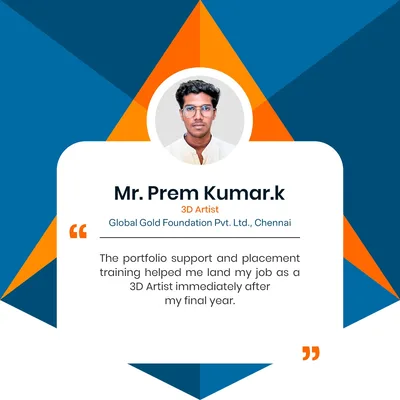 Prem Kumar K - 3D Artist placed at Global Gold Foundation Pvt. Ltd., Chennai